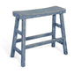 Rena Bar Height Bench, 33" Rustic Ocean Blue Mahogany Wood Frame