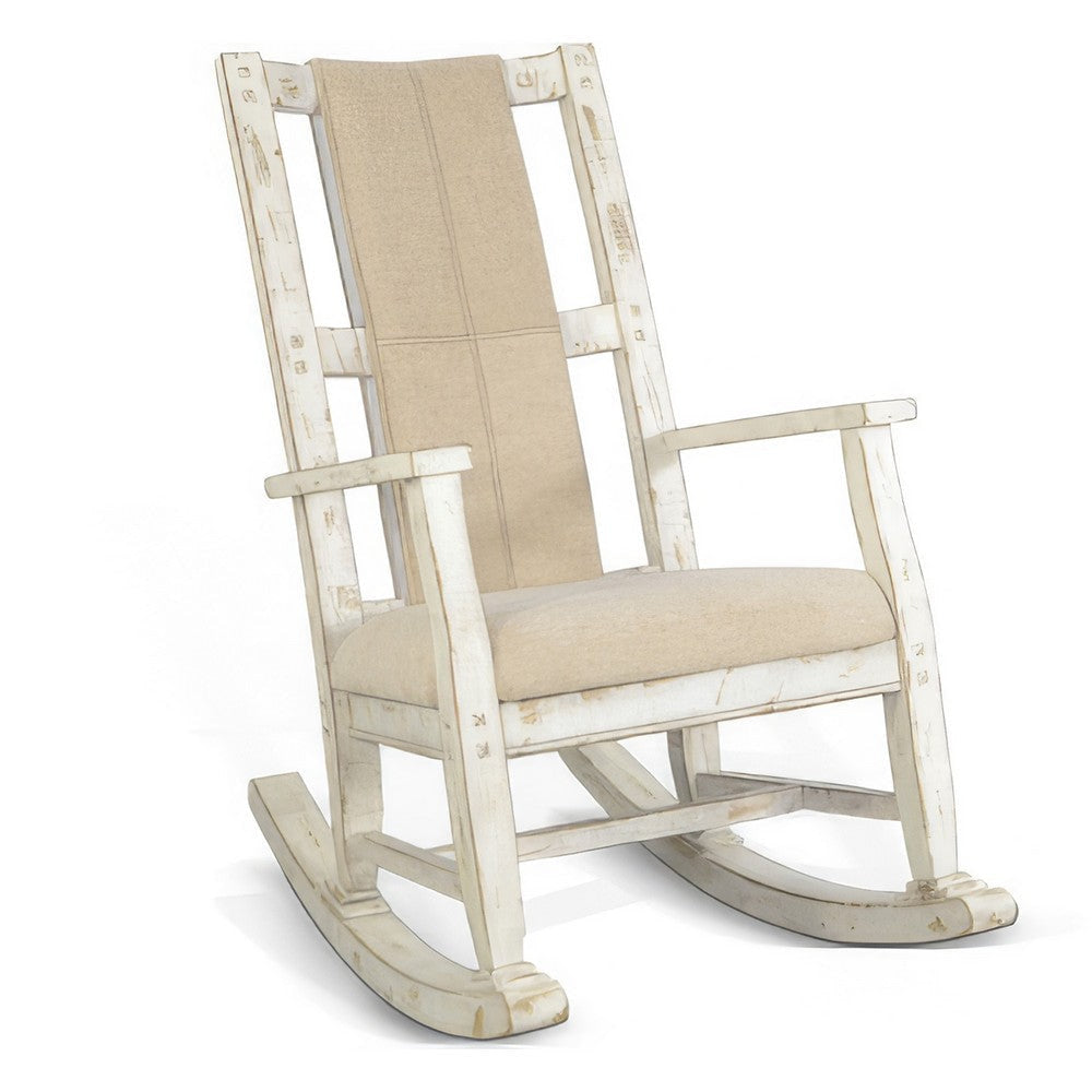 Rena Rocking Chair, Cushion Seat and Back, White Mahogany Mindy Wood