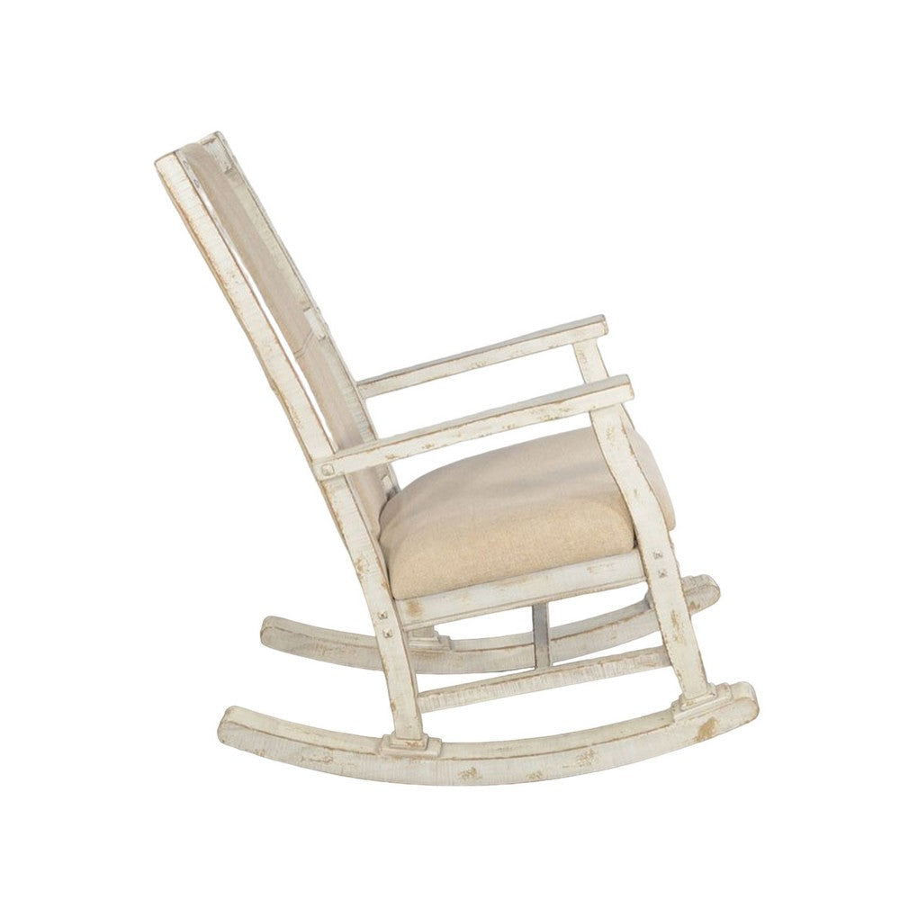 Rena Rocking Chair Cushion Seat and Back White Mahogany Mindy Wood BM325461