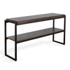 Lery Sofa Table, Dark Brown Wood, 51" Black Metal Frame, Bottom Shelf