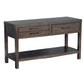 Nikay Sofa Table, 3 Drawer, 1 Shelf, Dark Brown Mindi Wood, 26" Top