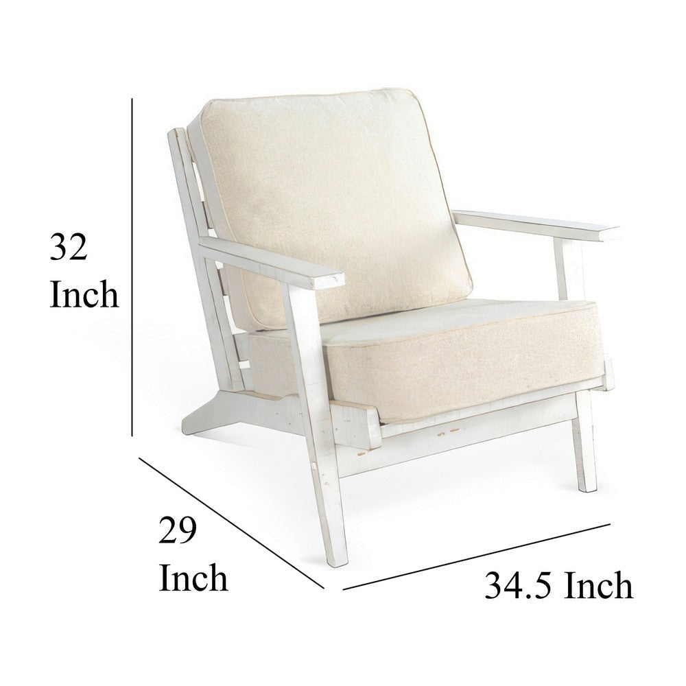 Rena Accent Lounge Chair Slatted Classic Sand White Solid Wood BM325565