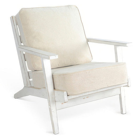 Rena Accent Lounge Chair, Slatted, Classic Sand White Solid Wood