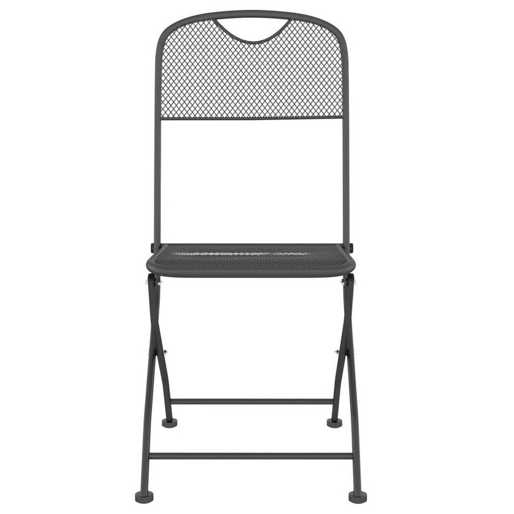 Outdoor Patio Folding Dining Chair Set of 4, Dark Gray Mesh Metal