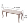 Accent Bench Ivory White Linen Upholstery Cabriole Wood Legs 43’’ BM325620