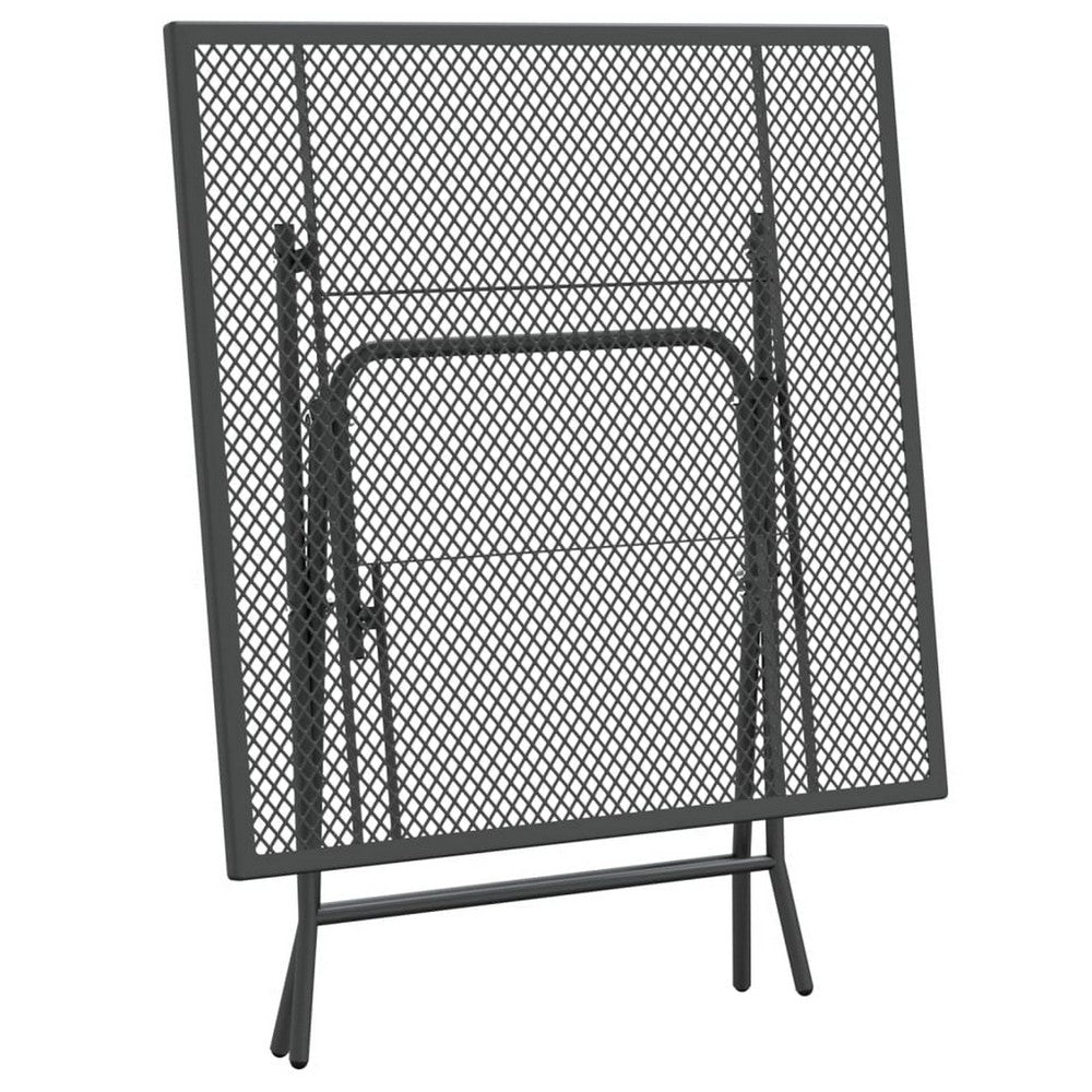 Zofi Outdoor Foldable Patio Table 32’’ Square Gray Mesh Metal Frame BM325621