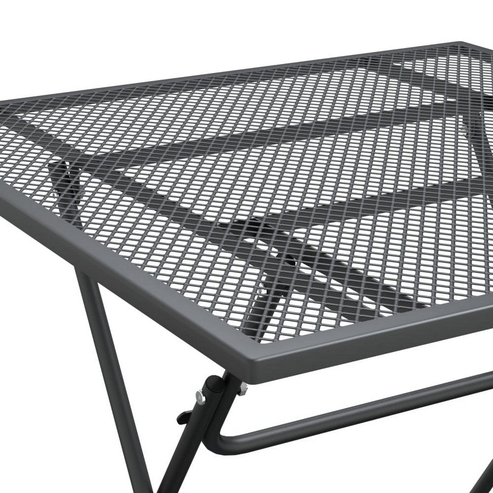 Zofi Outdoor Foldable Patio Table 32’’ Square Gray Mesh Metal Frame BM325621