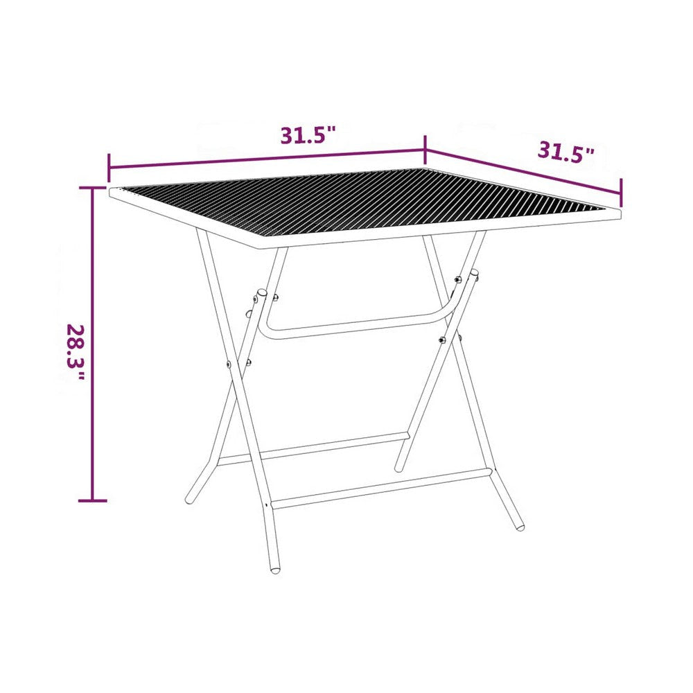 Zofi Outdoor Foldable Patio Table 32’’ Square Gray Mesh Metal Frame BM325621