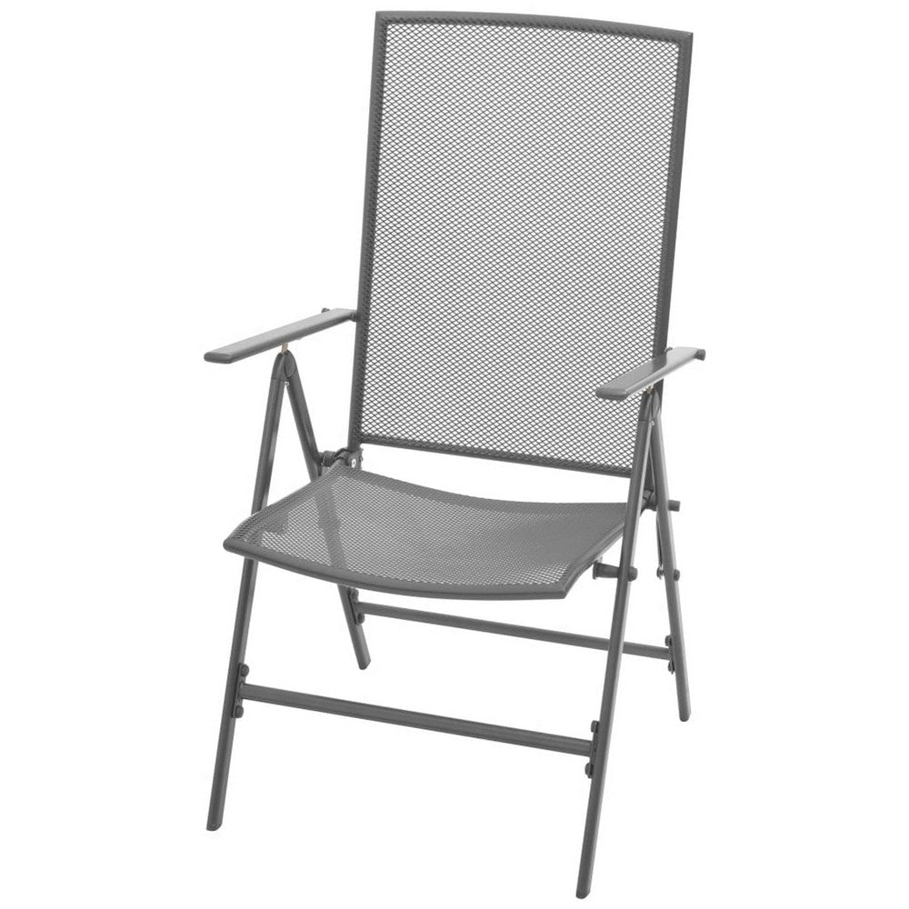 Outdoor Stackable Reclining Chair Set of 2 Dark Gray Mesh Steel Frame BM325624