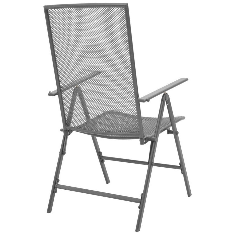 Outdoor Stackable Reclining Chair Set of 2 Dark Gray Mesh Steel Frame BM325624