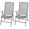 Outdoor Stackable Reclining Chair Set of 2, Dark Gray Mesh Steel Frame