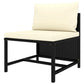 Reno Outdoor Sectional Middle Sofa Chair Ivory Black Poly Rattan BM325626