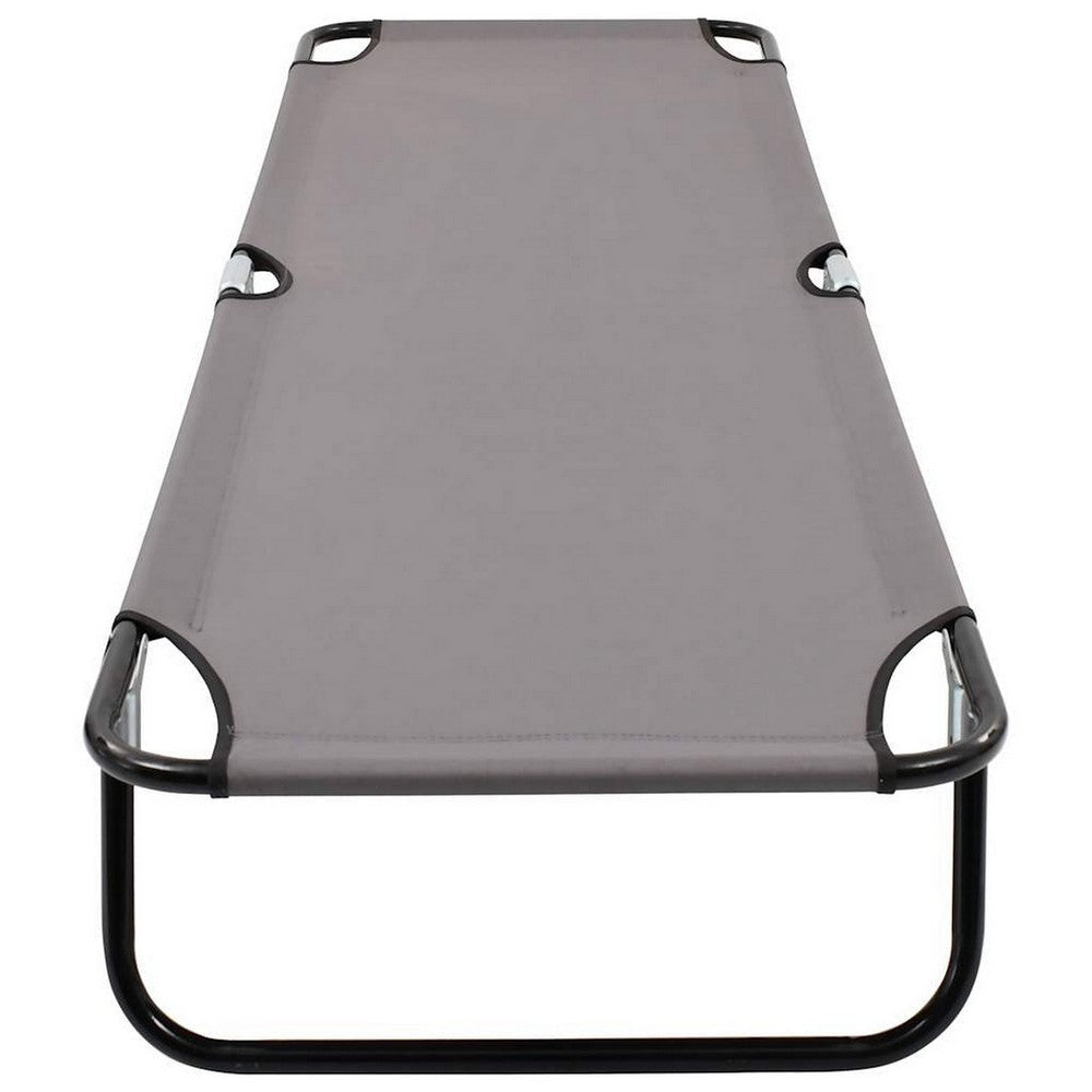 Zena Outdoor Lounger Sunbed Gray Fabric 75’’ Foldable Steel Frame BM325635