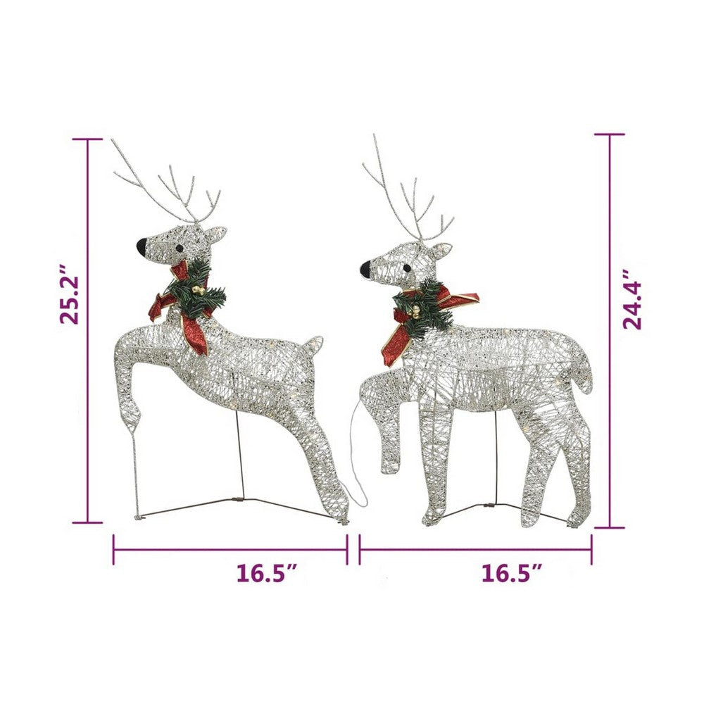 Garden 4pc Outdoor Reindeer Christmas Decoration 80 Gold Yellow LEDs BM325638