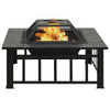 Outdoor Fire Pit with Poker and Mesh Cover 32’’ Black Steel Frame BM325640