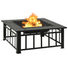 Outdoor Fire Pit with Poker and Mesh Cover 32’’ Black Steel Frame BM325640