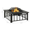 Outdoor Fire Pit with Poker and Mesh Cover 32’’ Black Steel Frame BM325640