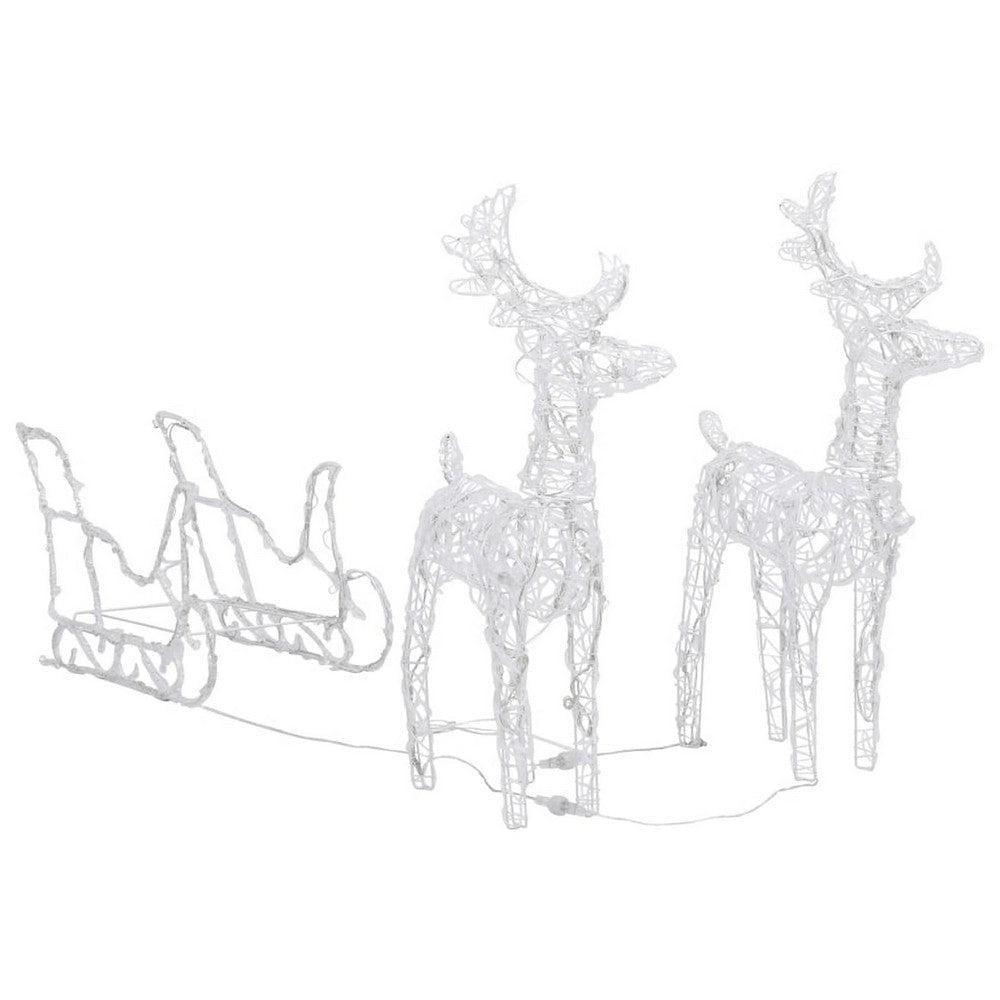 4pc Outdoor Reindeer n Sleigh Christmas Decoration 240 Cool White LED BM325643