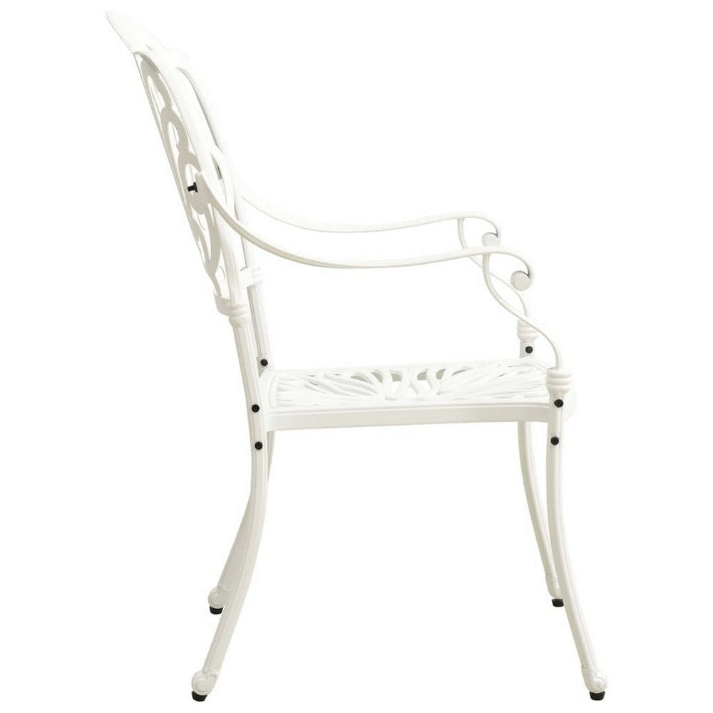 Outdoor Patio Chairs Set of 2 Floral Pattern Backrest White Aluminum BM325646