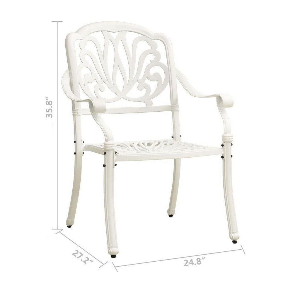 Outdoor Patio Chairs Set of 2 Floral Pattern Backrest White Aluminum BM325646