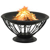 Outdoor Fire Pit with Poker and Mesh Cover 30’’ Black Steel Frame BM325647