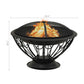 Outdoor Fire Pit with Poker and Mesh Cover 30’’ Black Steel Frame BM325647