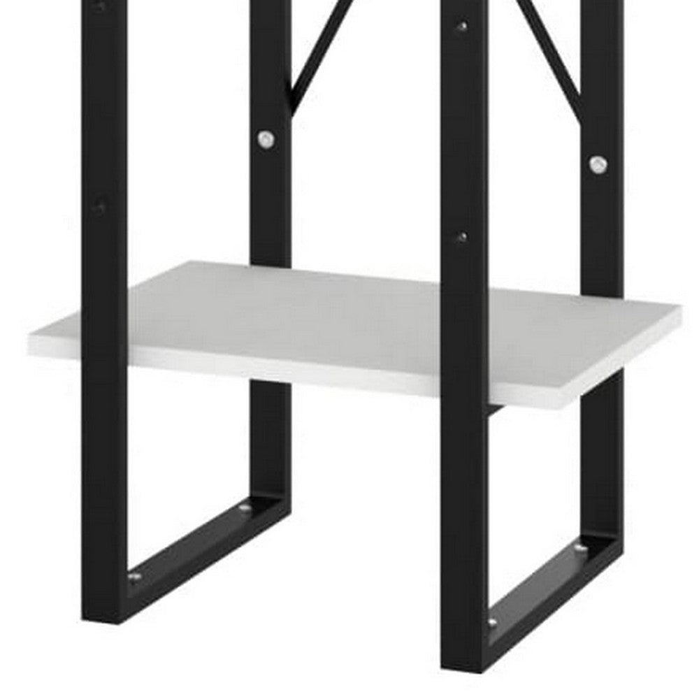 5 Tier Bookshelf Unit Open White Wood Racks 41’’ Black Metal Frame BM325648