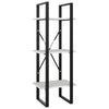 5 Tier Bookshelf Unit, Open White Wood Racks, 41" Black Metal Frame