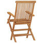 Foldable Outdoor Lounge Chair Set of 3 Slatted Back Brown Teak Wood BM325649