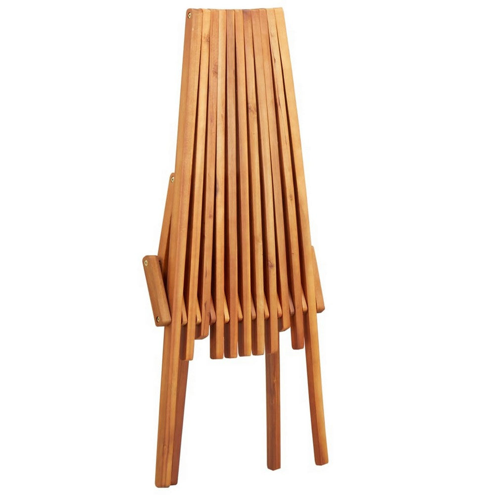 Folding Outdoor Patio Lounge Chair Solid Acacia Wood Slatted Design BM325650