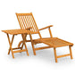 3pc Folding Chaise Deck Chair, Footrest, Side Table, Solid Acacia Wood