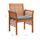 Kim Outdoor Dining Chair Slatted Solid Acacia Wood Gray Cushion BM325656