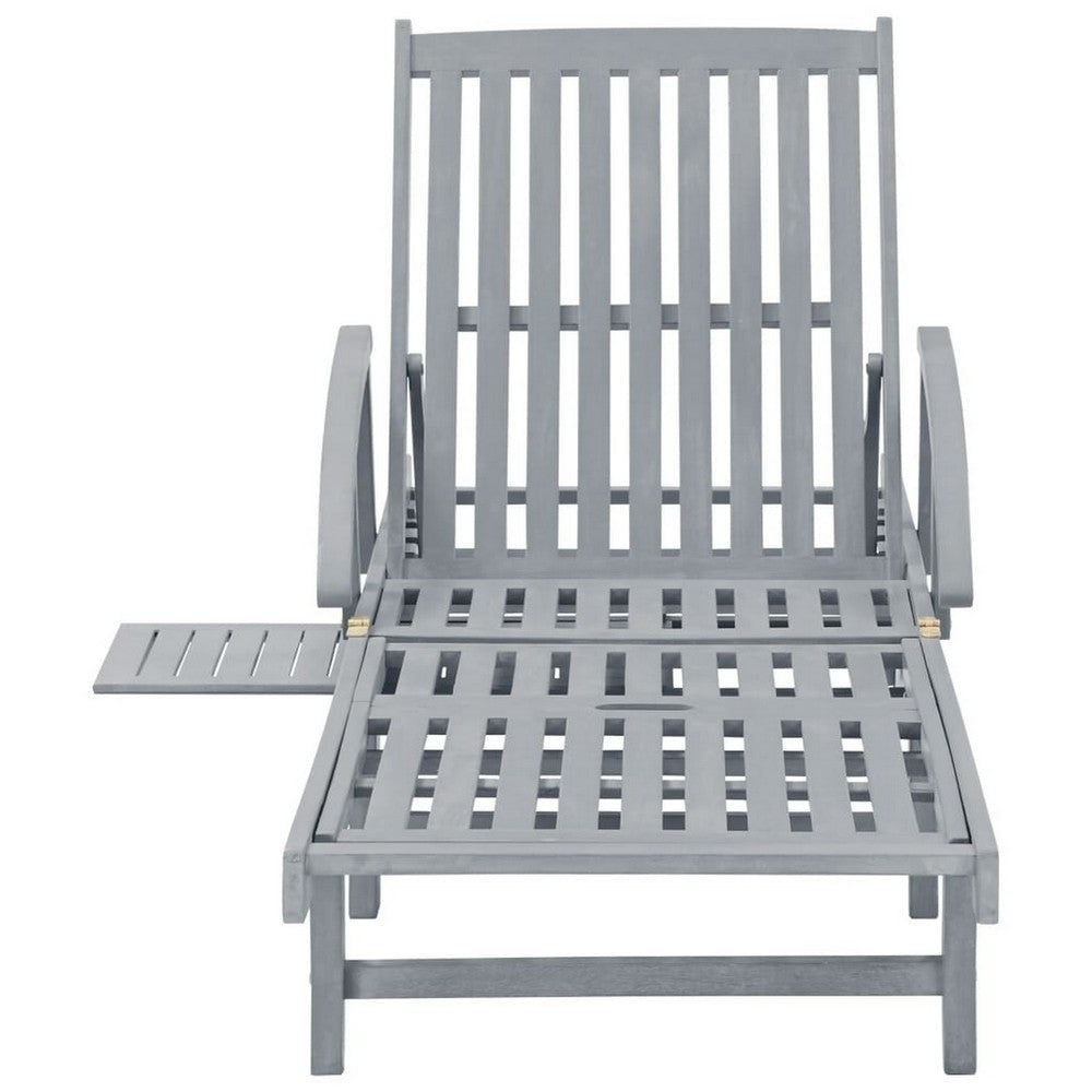 Patio Sun Chaise Lounger with Wheels Gray Solid Acacia Wood 78’’ BM325660