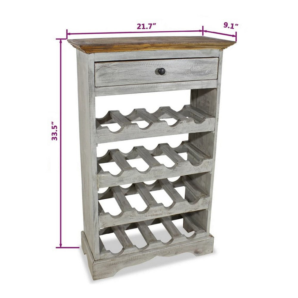 Wine Rack with Drawer 4 Bottle Shelves Brown and Gray Wood 34’’ BM325663