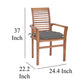 Lima Outdoor Dining Side Chair Set of 4 Brown Teak Wood Gray Fabric BM325668