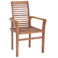 Lima Outdoor Dining Side Chair Set of 4 Brown Teak Wood Black Fabric BM325669