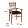 Lima Outdoor Dining Side Chair Set of 4 Brown Teak Wood Black Fabric BM325669