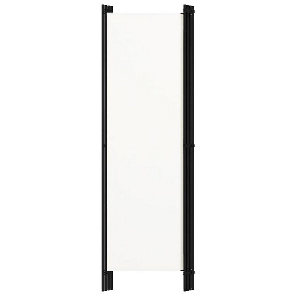 Folding Room Divider 79x71’’ White Fabric Black Iron Frame 4 Panel BM325679