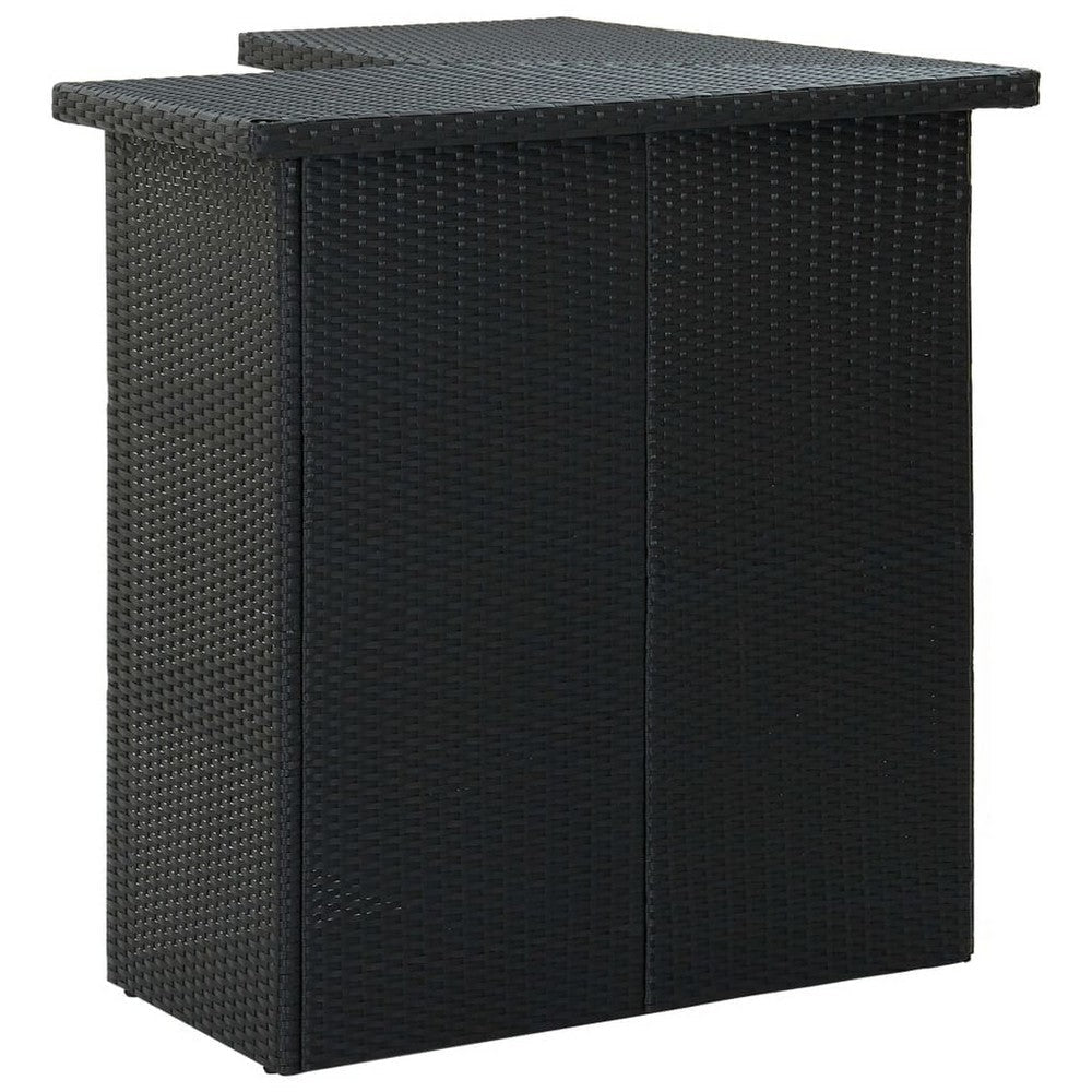 Outdoor Corner Bar Table 3 Shelves Black Rattan and Steel 41’’ BM325681