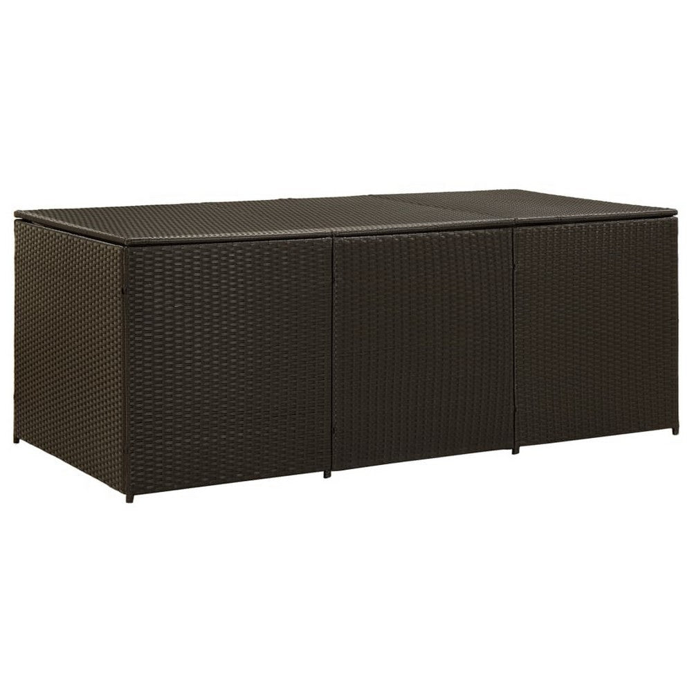 Outdoor Storage Box, Brown Rattan, 71" Powder Coated Steel Frame