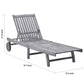 Outdoor Sun Lounger Gray Acacia Wood Ivory Fabric Cushion 78’’ BM325685