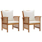 Mia Outdoor Chair Set of 2, White Fabric, Brown Wood, Slatted Design