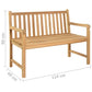 Outdoor Bench Natural Brown Teak Wood Frame Slatted Design 45’’ BM325689