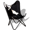 Butterfly Chair Black and White Genuine Cowhide Upholstery Metal BM325703