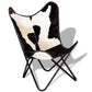 Butterfly Chair, Black and White Genuine Cowhide Upholstery, Metal