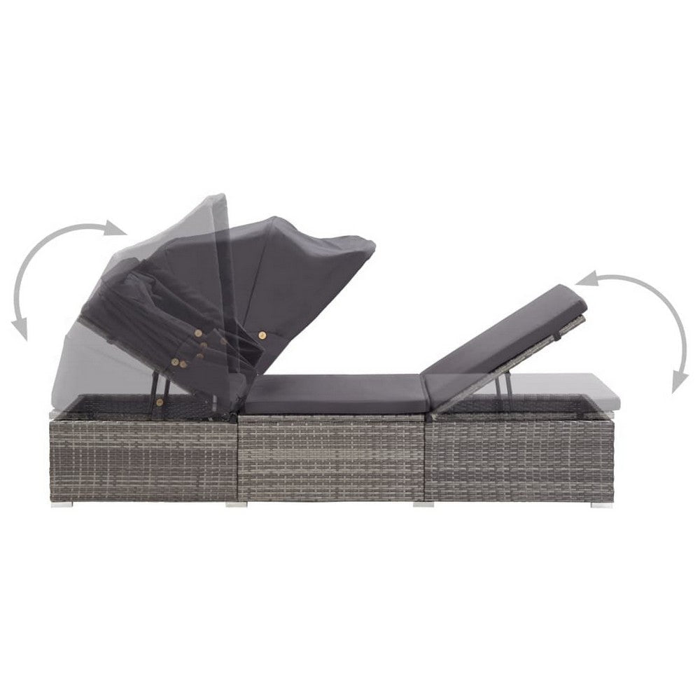 Casey Sun Chaise Lounger with Canopy Cushion Gray Rattan 77’’ BM325717