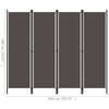 Freestanding Room Divider with 4 Panels Dark Gray Fabric 71x79 Iron BM325719