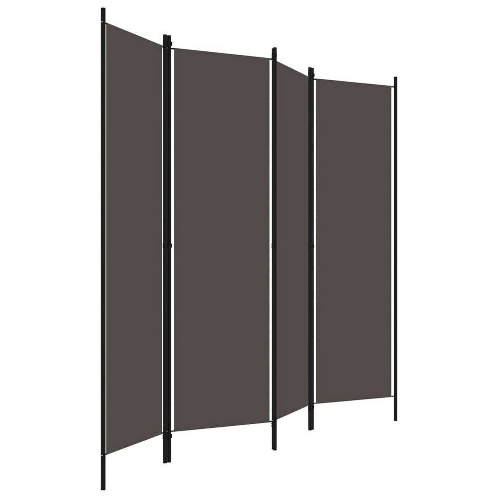 Freestanding Room Divider with 4 Panels Dark Gray Fabric 71x79 Iron BM325719