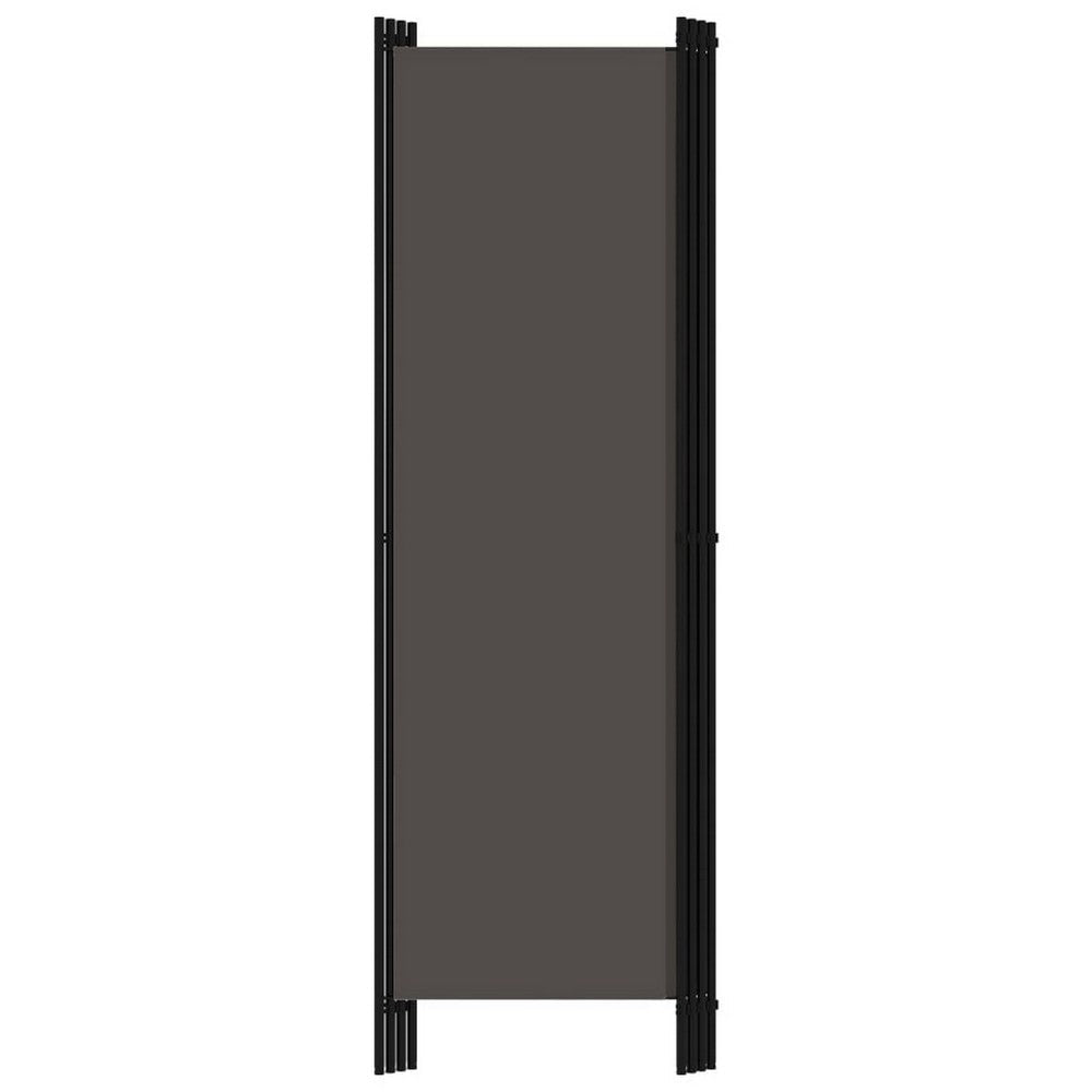 Freestanding Room Divider with 4 Panels Dark Gray Fabric 71x79 Iron BM325719