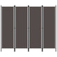 Freestanding Room Divider with 4 Panels, Dark Gray Fabric, 71x79 Iron